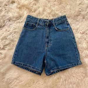 Zara Blue Mom Jean Shorts High-Waisted